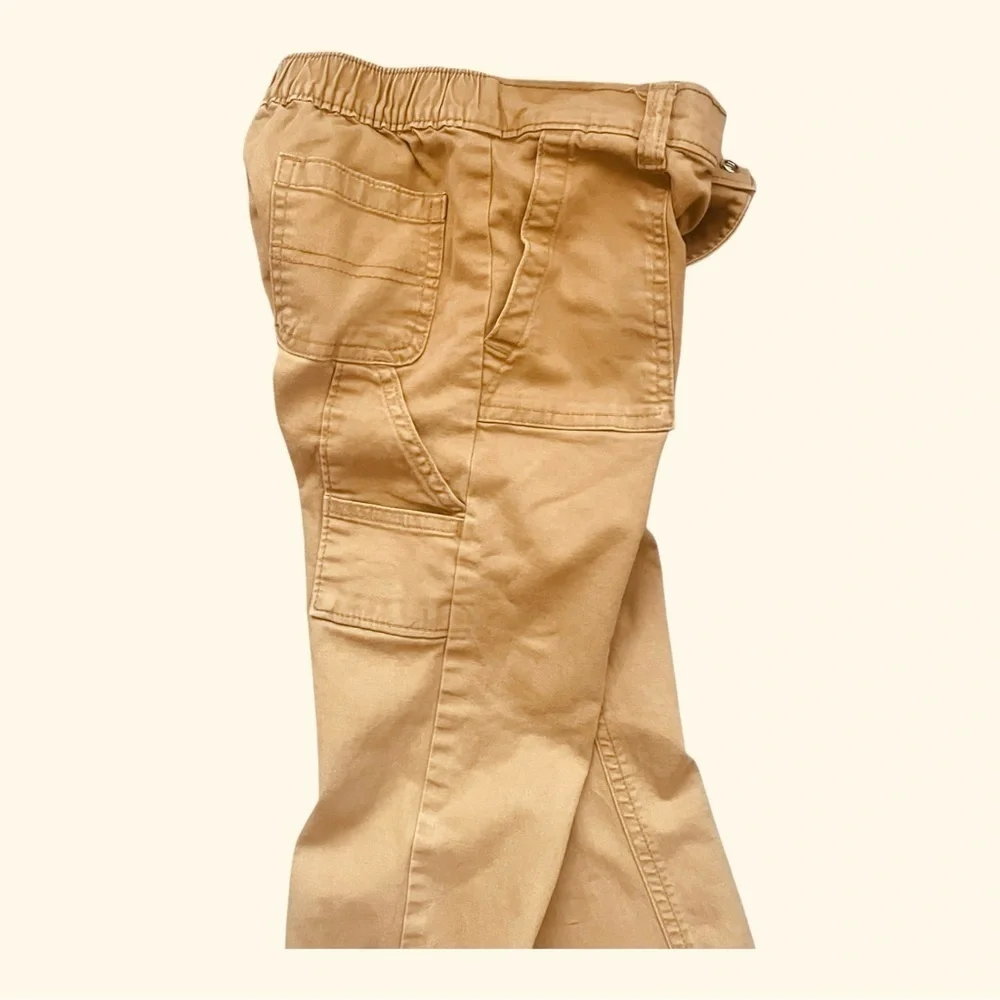 Old Navy casual straight canvas utility pants tan/ khaki boys 5 T pockets button